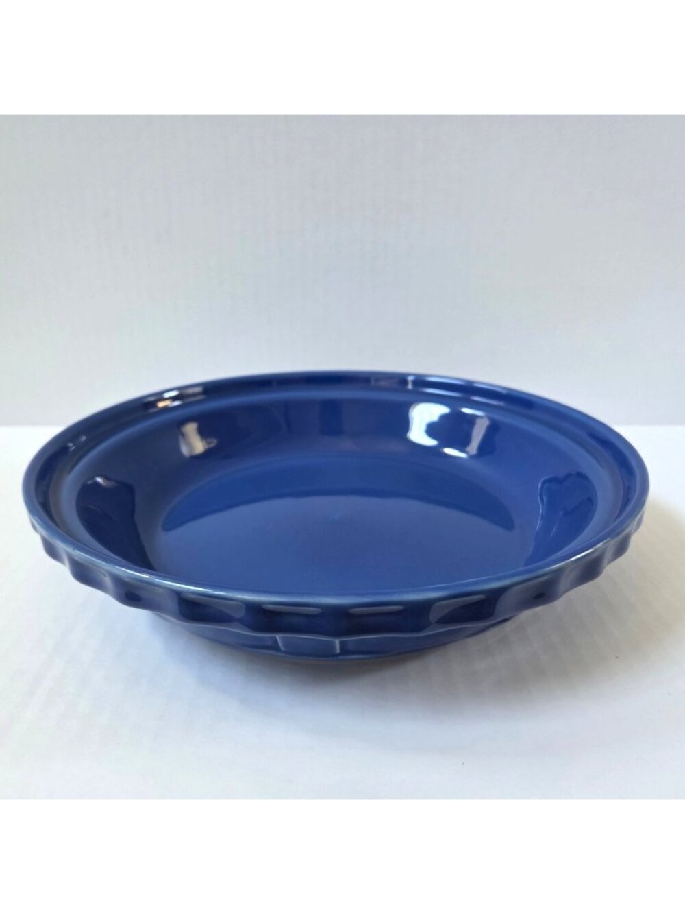 Longaberger Woven Traditions Cornflower Blue Pottery Pie Plate Dish USA Made
